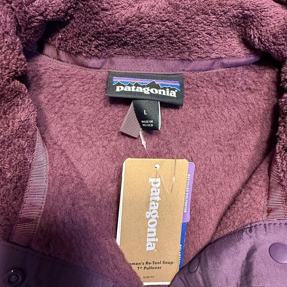 NWT Patagonia Sweater Womens Large Purple Re Tool Snap T Fleece Pullover Jacket - Picture 3 of 12